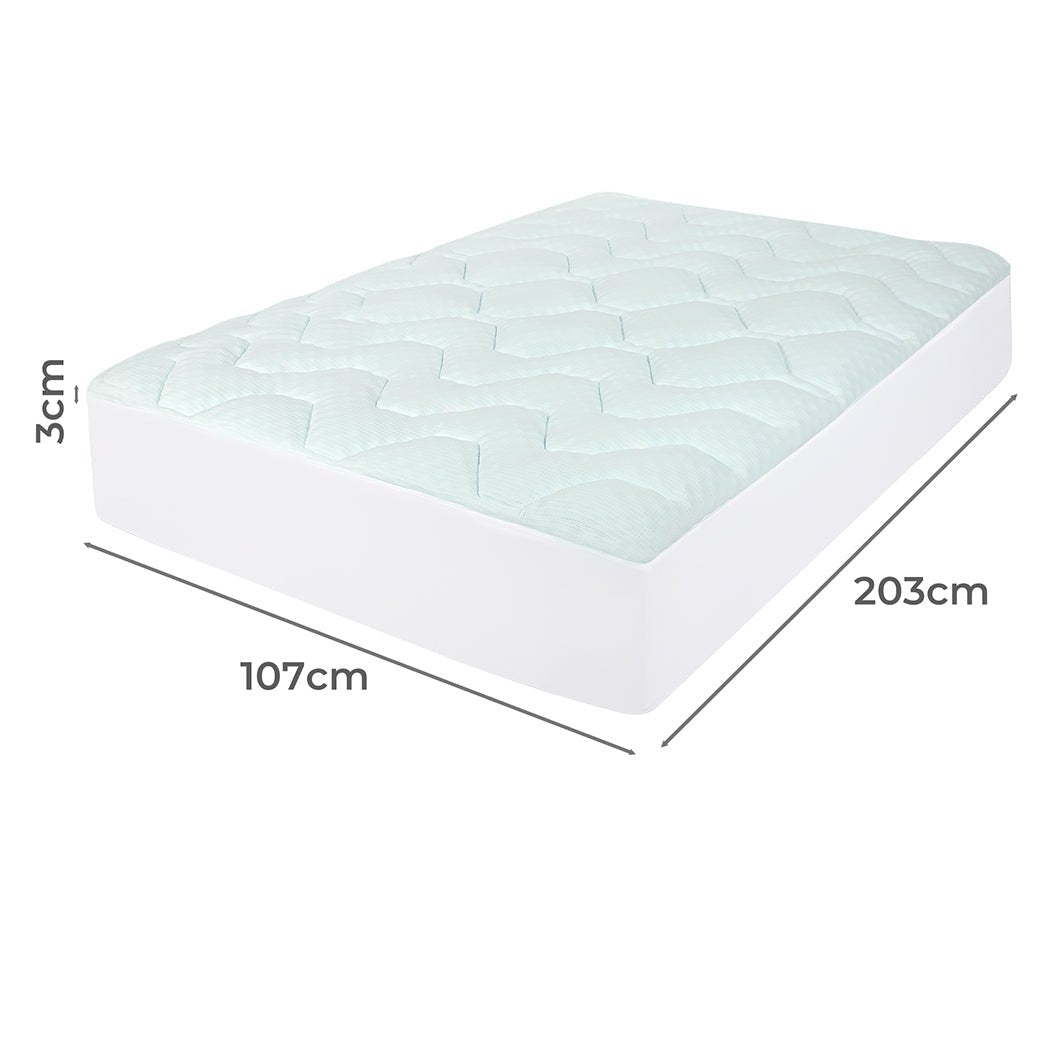 King Single Pillowtop Mattress Topper with Bamboo Cover - White & Blue - Rivercity House & Home Co. (ABN 18 642 972 209) - Affordable Modern Furniture Australia