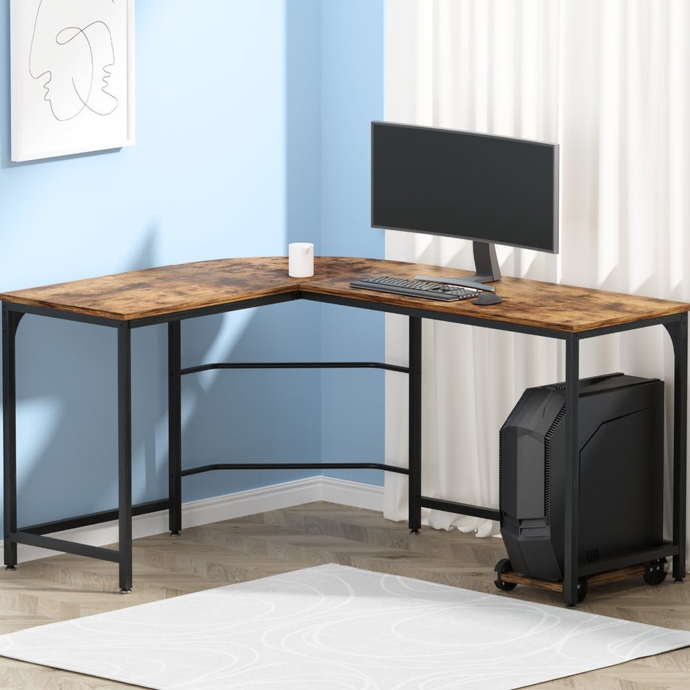 L - Shaped Corner Desk - Brown - Rivercity House & Home Co. (ABN 18 642 972 209) - Affordable Modern Furniture Australia