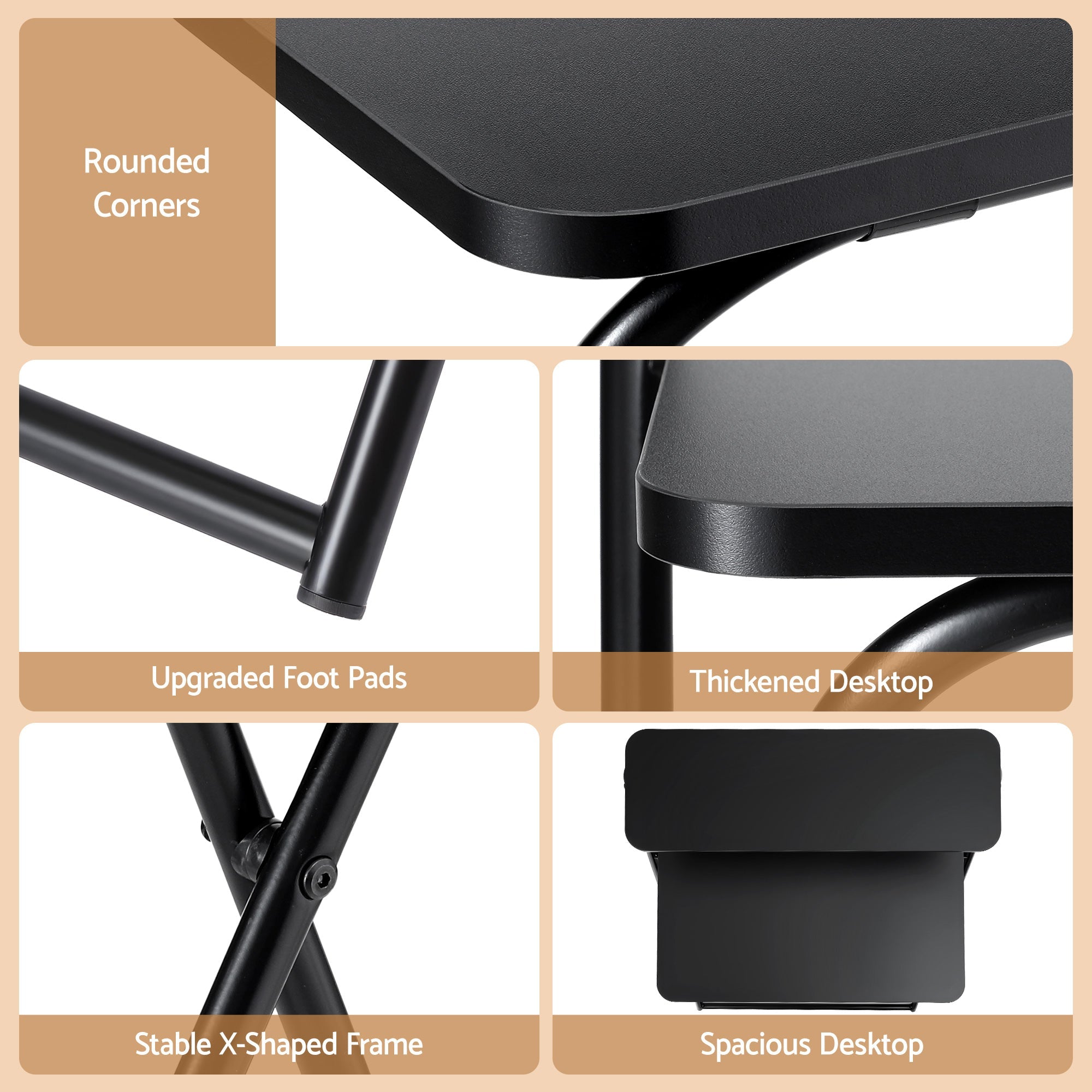 Laptop Desk Foldable Study Desk Home Office Black - Electronics > Computers & Tablets > Desktops & Accessories - Rivercity House & Home Co. (ABN 18 642 972 209) - Affordable Modern Furniture Australia