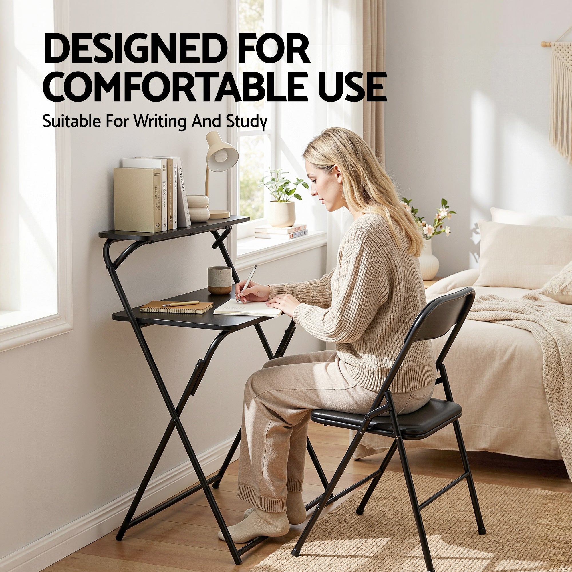 Laptop Desk Foldable Study Desk Home Office Black - Electronics > Computers & Tablets > Desktops & Accessories - Rivercity House & Home Co. (ABN 18 642 972 209) - Affordable Modern Furniture Australia