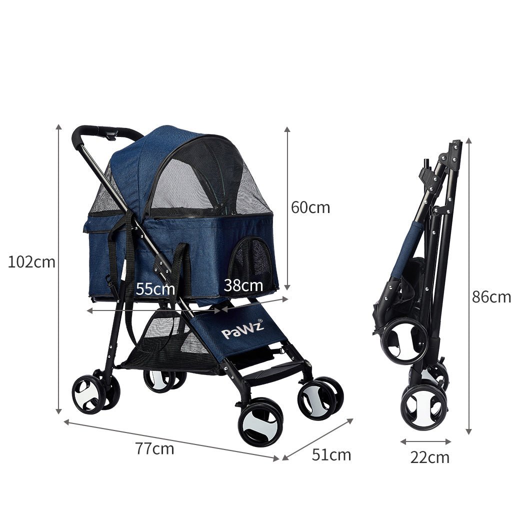 Large Pet Stroller Dog and Cat Carrier with 360° Wheels - Blue - Rivercity House & Home Co. (ABN 18 642 972 209) - Affordable Modern Furniture Australia