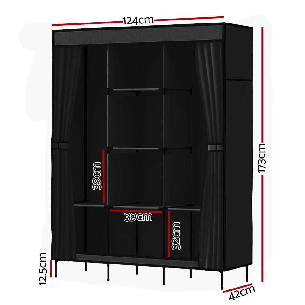 Large Portable Clothes Closet Wardrobe with Shelf Black - Home & Garden > Storage > Clothing & Wardrobe Storage - Rivercity House & Home Co. (ABN 18 642 972 209) - Affordable Modern Furniture Australia