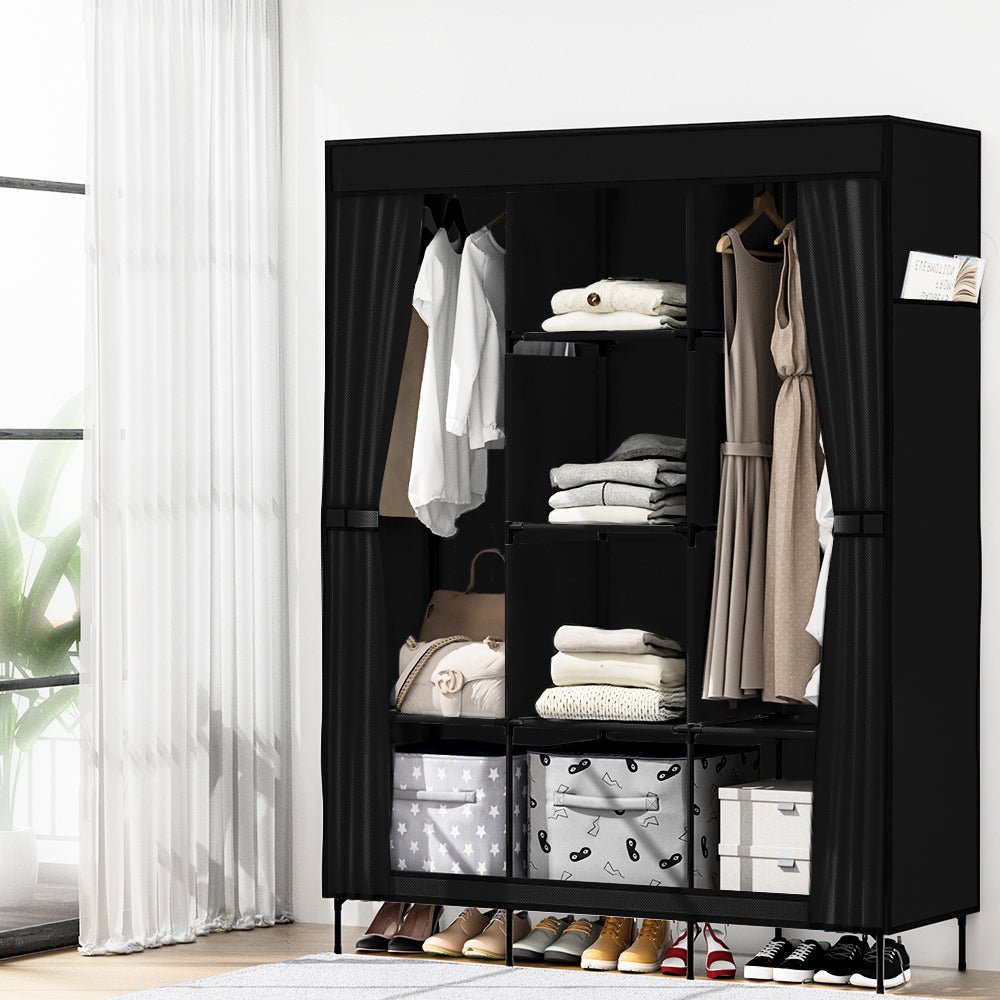 Large Portable Clothes Closet Wardrobe with Shelf Black - Home & Garden > Storage > Clothing & Wardrobe Storage - Rivercity House & Home Co. (ABN 18 642 972 209) - Affordable Modern Furniture Australia