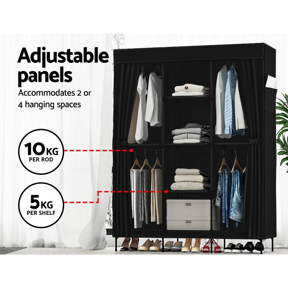 Large Portable Clothes Closet Wardrobe with Shelf Black - Home & Garden > Storage > Clothing & Wardrobe Storage - Rivercity House & Home Co. (ABN 18 642 972 209) - Affordable Modern Furniture Australia