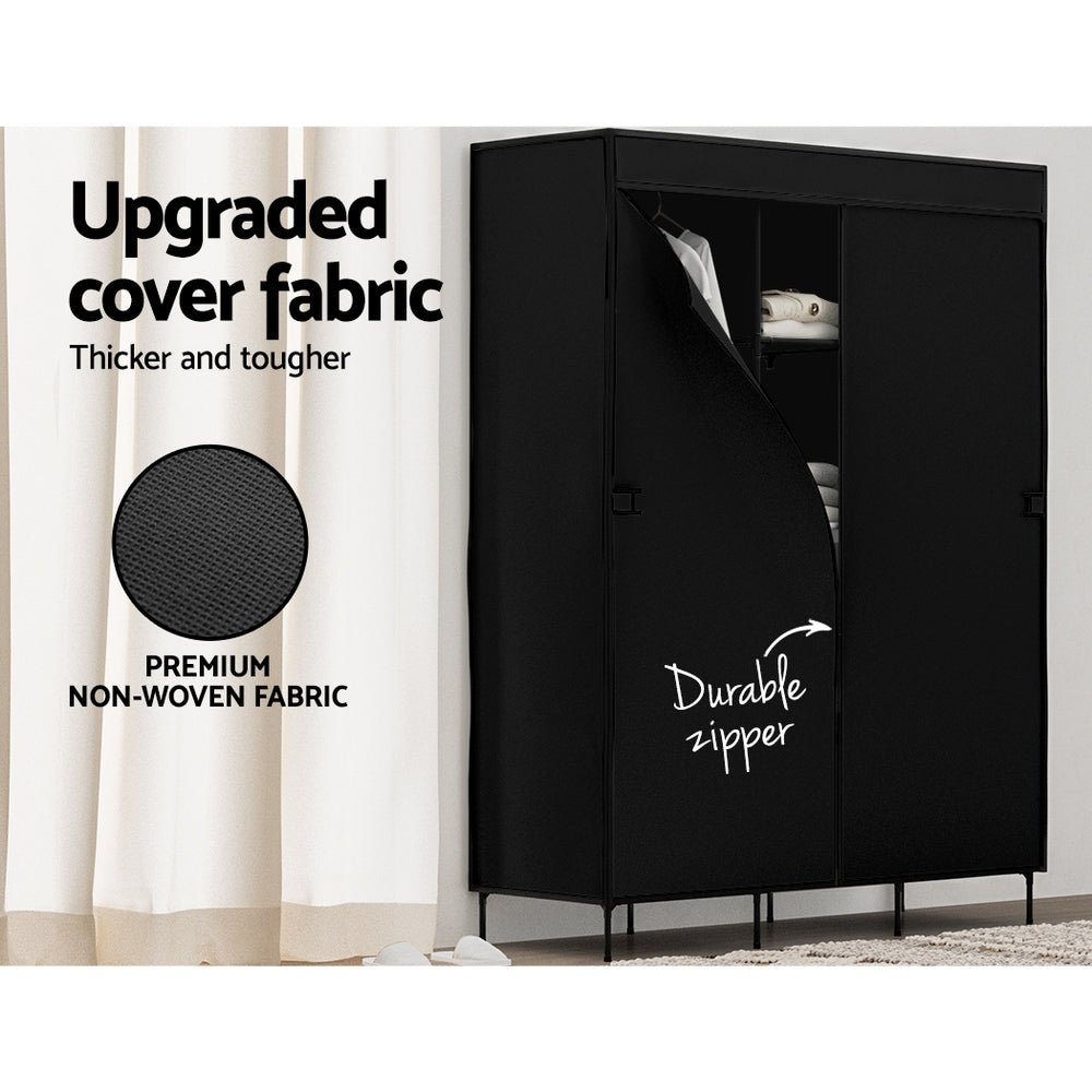 Large Portable Clothes Closet Wardrobe with Shelf Black - Home & Garden > Storage > Clothing & Wardrobe Storage - Rivercity House & Home Co. (ABN 18 642 972 209) - Affordable Modern Furniture Australia