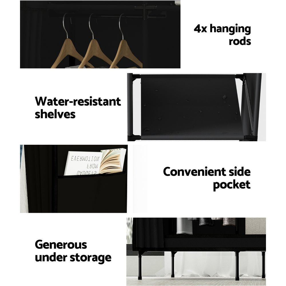 Large Portable Clothes Closet Wardrobe with Shelf Black - Home & Garden > Storage > Clothing & Wardrobe Storage - Rivercity House & Home Co. (ABN 18 642 972 209) - Affordable Modern Furniture Australia