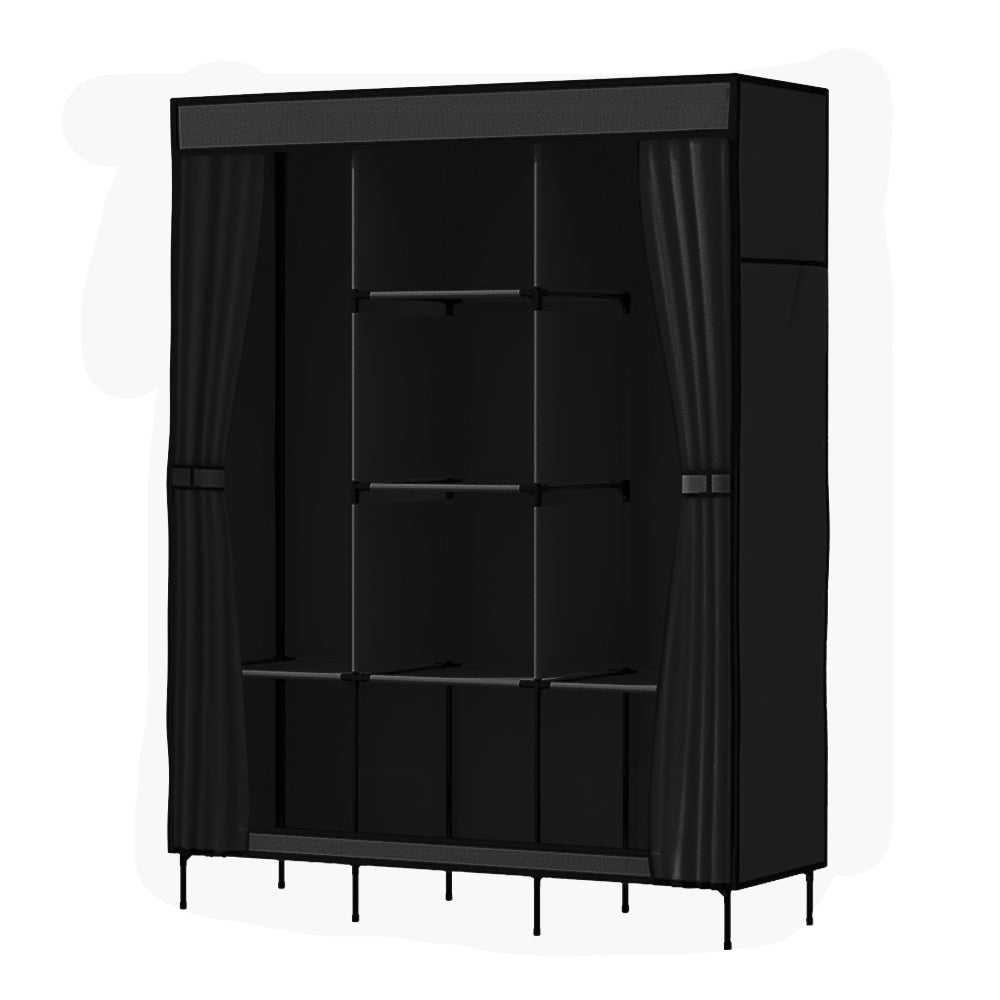 Large Portable Clothes Closet Wardrobe with Shelf Black - Home & Garden > Storage > Clothing & Wardrobe Storage - Rivercity House & Home Co. (ABN 18 642 972 209) - Affordable Modern Furniture Australia