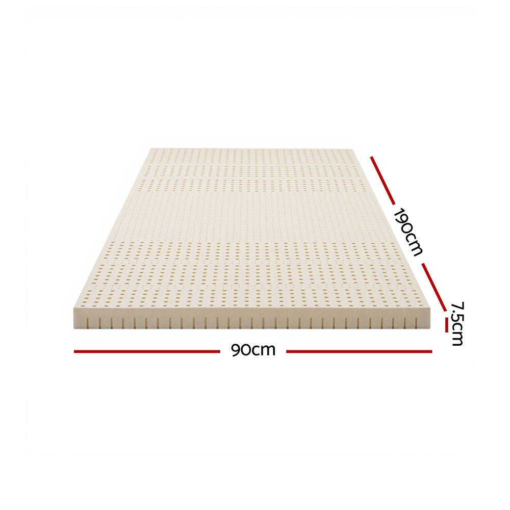 Latex Mattress Topper 7.5cm Single - Natural - Furniture > Mattresses > Mattress Toppers - Rivercity House & Home Co. (ABN 18 642 972 209) - Affordable Modern Furniture Australia