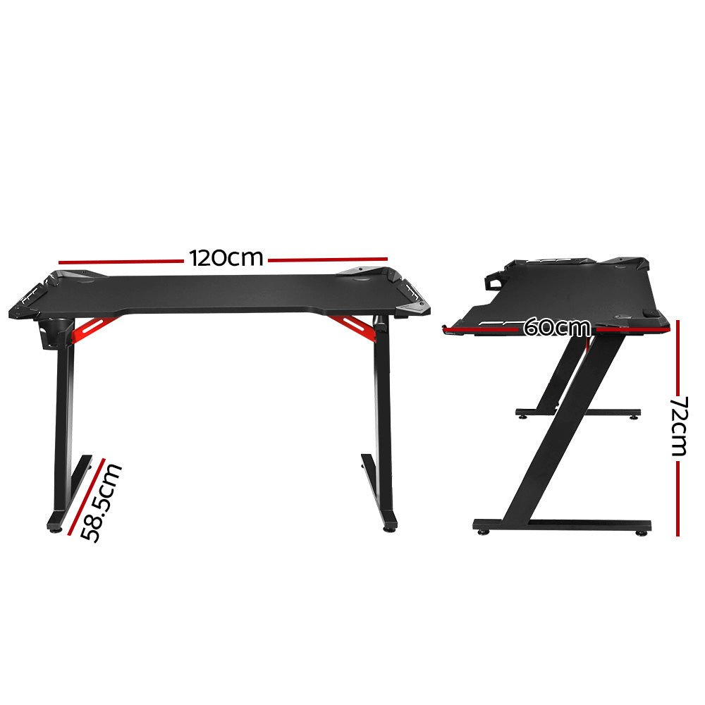 LED Gaming Desk 120CM - Black - Furniture > Office - Rivercity House & Home Co. (ABN 18 642 972 209) - Affordable Modern Furniture Australia