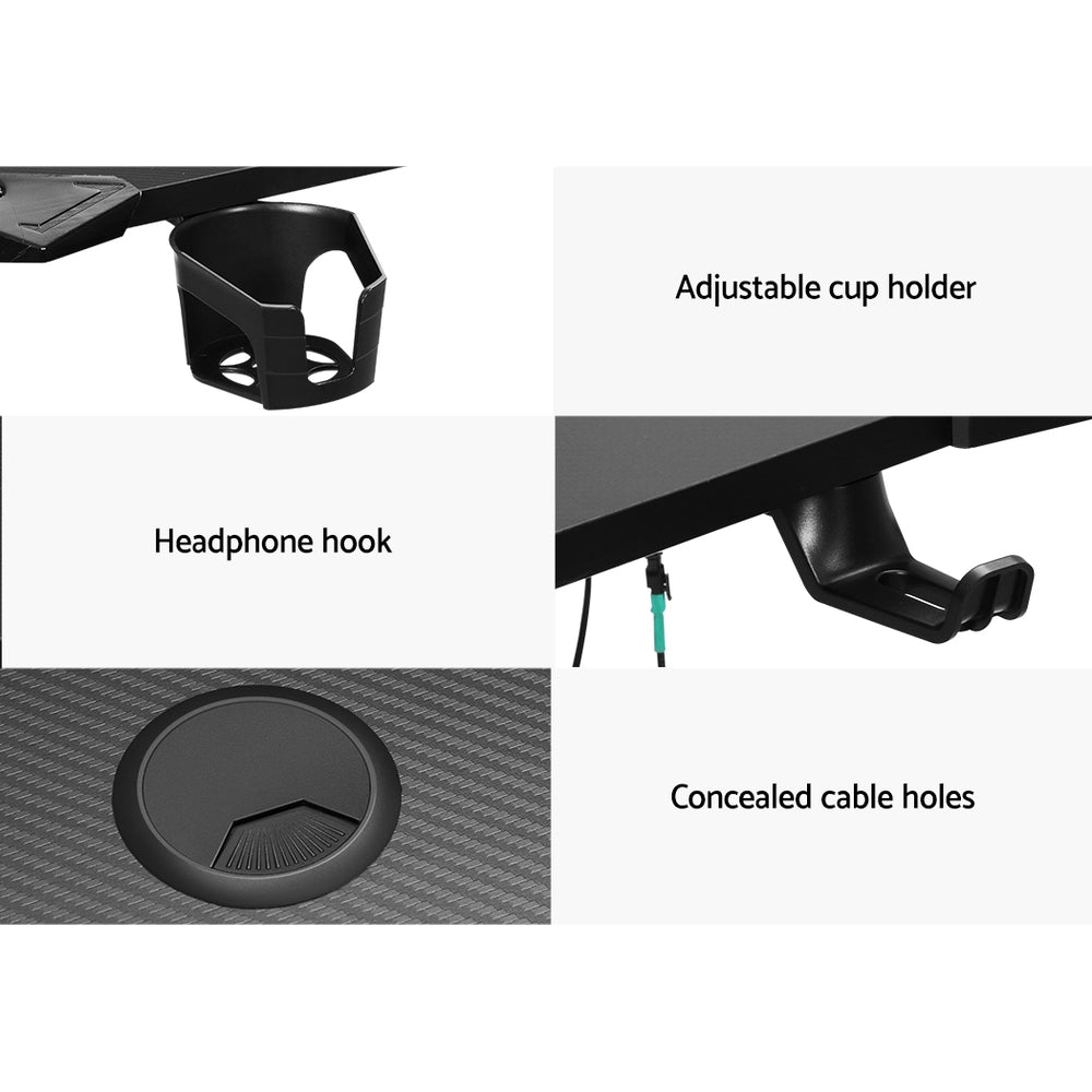 LED Gaming Desk 140CM - Black - Furniture > Office - Rivercity House & Home Co. (ABN 18 642 972 209) - Affordable Modern Furniture Australia