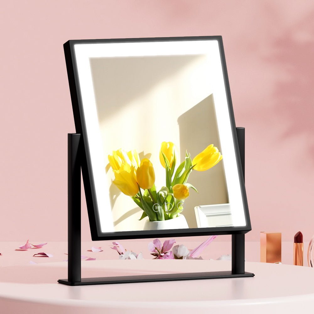 LED Makeup Mirror Hollywood Standing Mirror Black - Rivercity House & Home Co. (ABN 18 642 972 209) - Affordable Modern Furniture Australia