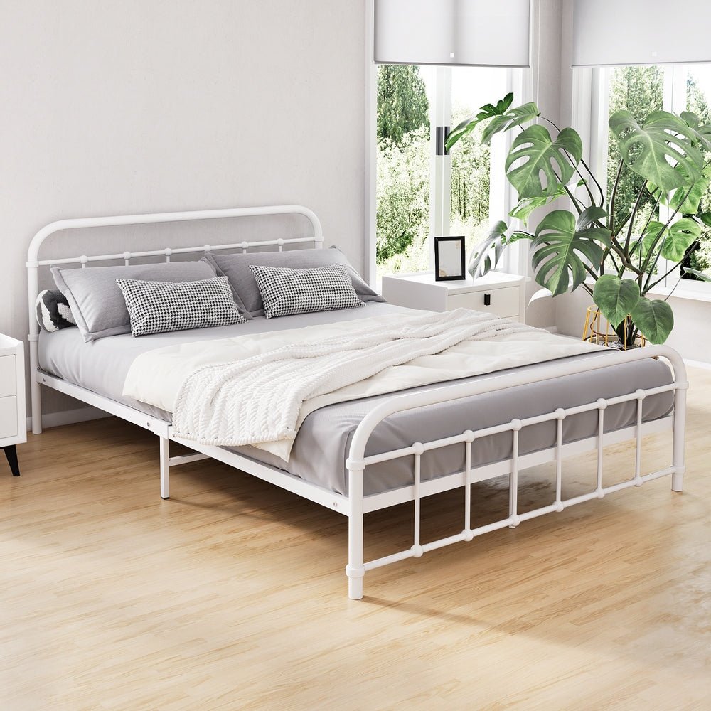 Leo Metal Double Bed Frame White - Rivercity House & Home Co. (ABN 18 642 972 209) - Affordable Modern Furniture Australia