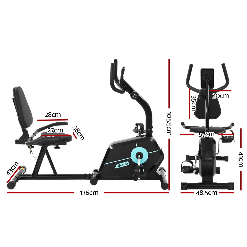 Magnetic Recumbent Exercise Bike Fitness Cycle Trainer - Rivercity House & Home Co. (ABN 18 642 972 209) - Affordable Modern Furniture Australia