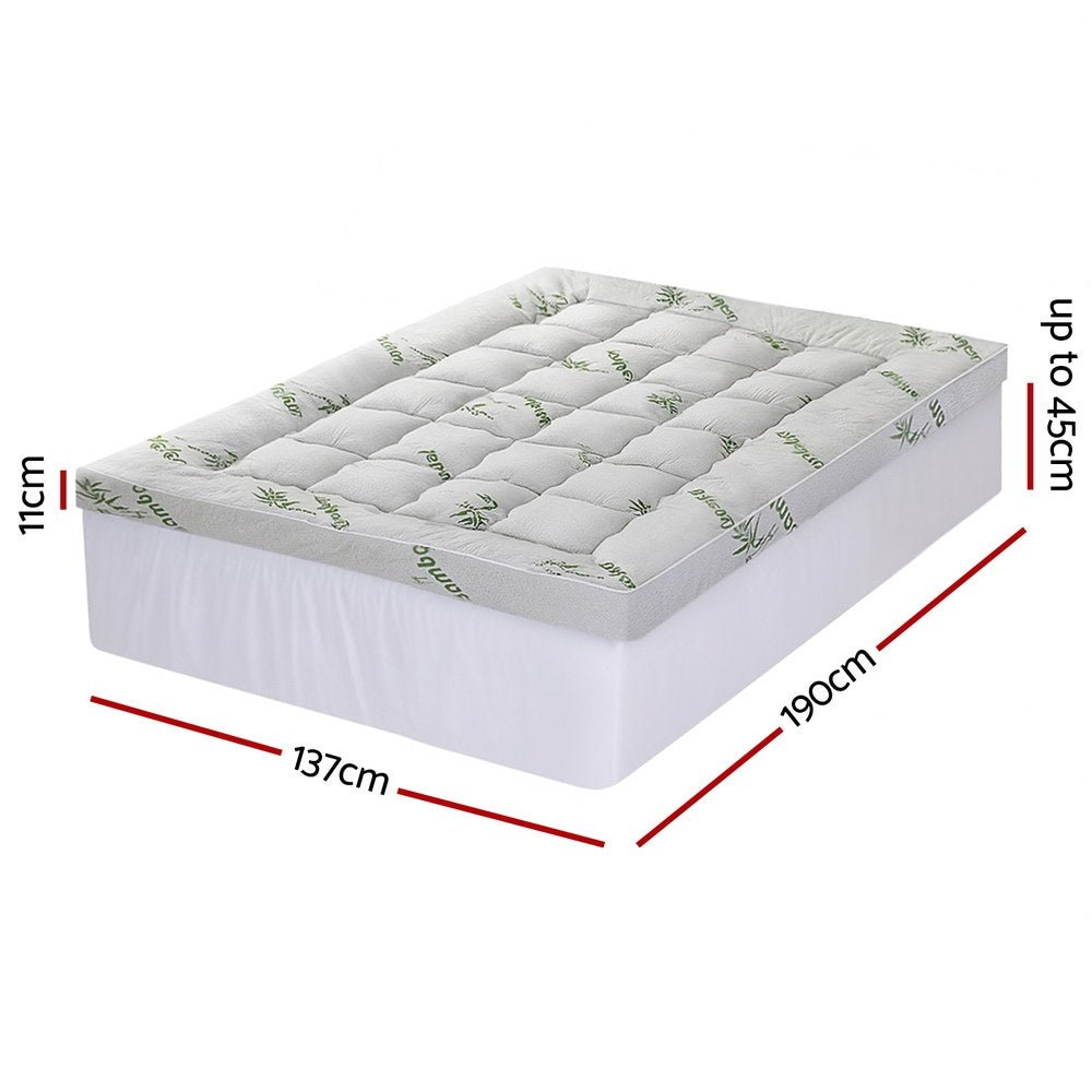 Mattress Topper 11cm Pillowtop toppers Bamboo Double - Furniture > Mattresses > Mattress Toppers - Rivercity House & Home Co. (ABN 18 642 972 209) - Affordable Modern Furniture Australia