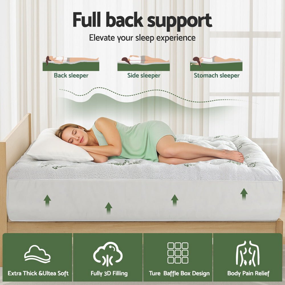 Mattress Topper 5cm Pillowtop toppers Bamboo Queen - Furniture > Mattresses > Mattress Toppers - Rivercity House & Home Co. (ABN 18 642 972 209) - Affordable Modern Furniture Australia