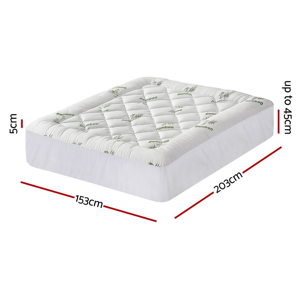 Mattress Topper 5cm Pillowtop toppers Bamboo Queen - Furniture > Mattresses > Mattress Toppers - Rivercity House & Home Co. (ABN 18 642 972 209) - Affordable Modern Furniture Australia
