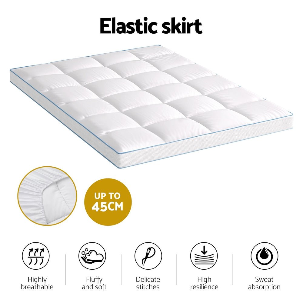 Mattress Topper Pillowtop Bamboo 10cm Double - Furniture > Mattresses > Mattress Toppers - Rivercity House & Home Co. (ABN 18 642 972 209) - Affordable Modern Furniture Australia