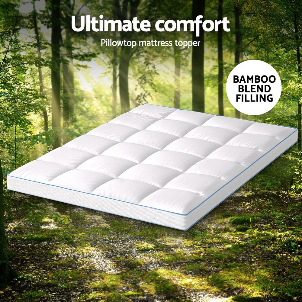Mattress Topper Pillowtop Bamboo 10cm Double - Furniture > Mattresses > Mattress Toppers - Rivercity House & Home Co. (ABN 18 642 972 209) - Affordable Modern Furniture Australia