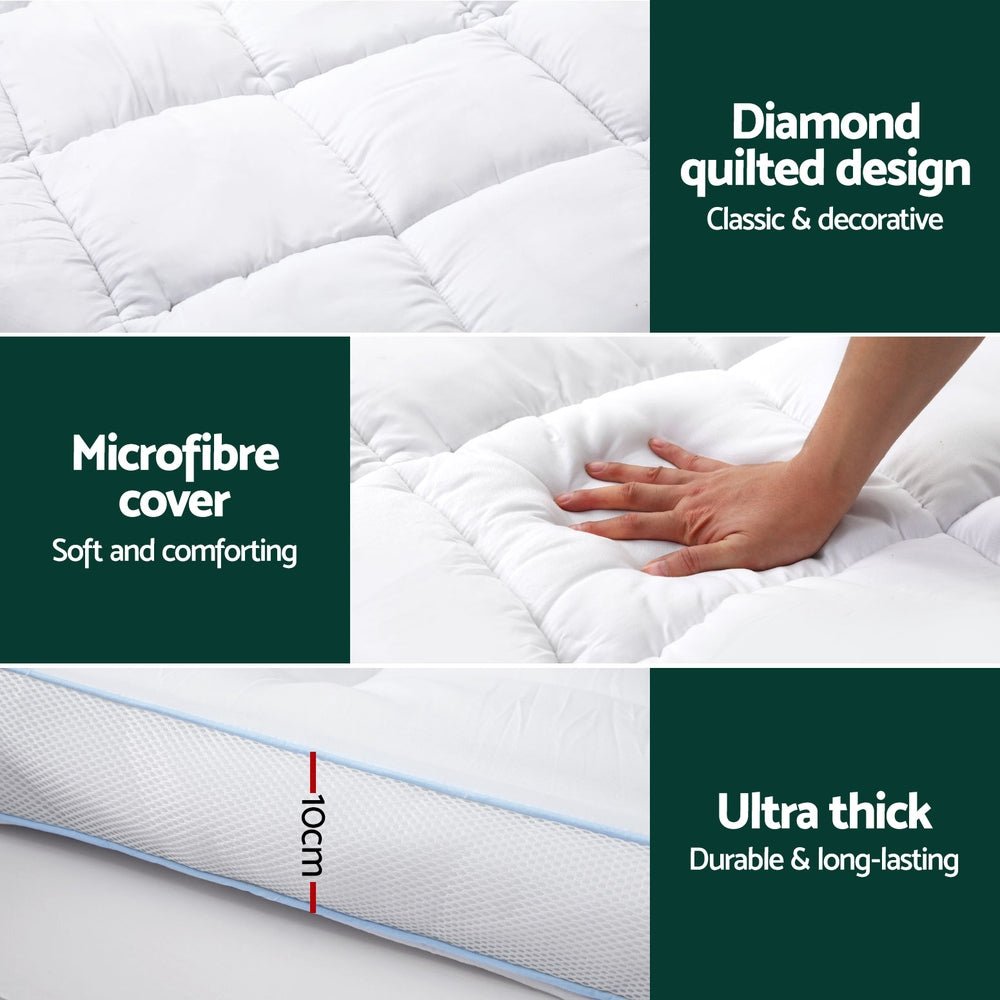 Mattress Topper Pillowtop Bamboo 10cm Queen - Furniture > Mattresses > Mattress Toppers - Rivercity House & Home Co. (ABN 18 642 972 209) - Affordable Modern Furniture Australia