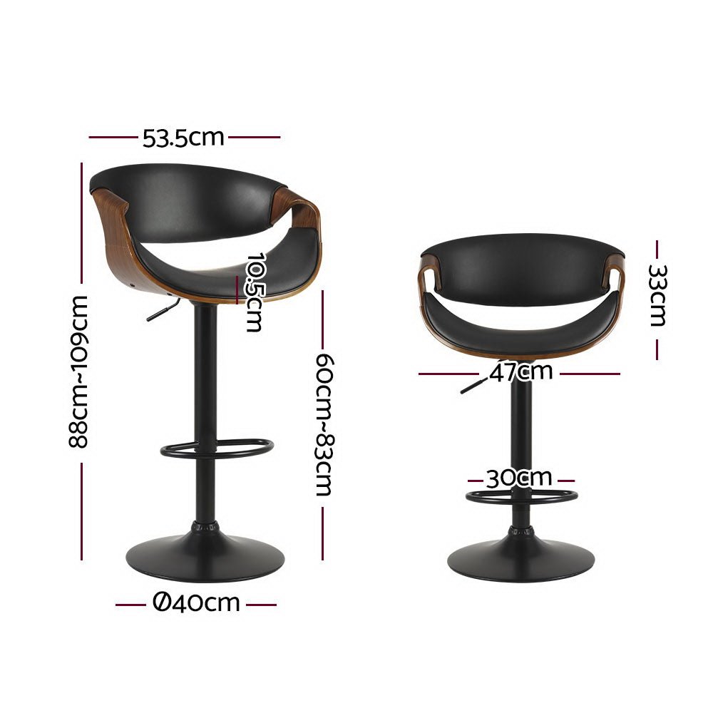 Maxwell Swivel Bar Stool Wooden with Black Leather - Rivercity House & Home Co. (ABN 18 642 972 209) - Affordable Modern Furniture Australia