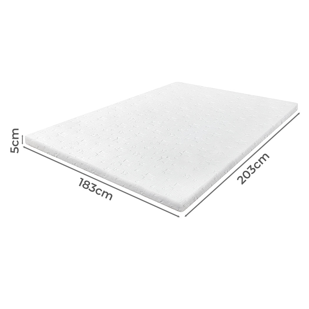 Memory Foam Mattress Topper King Single 5cm Dual - Sided Comfort - White - Rivercity House & Home Co. (ABN 18 642 972 209) - Affordable Modern Furniture Australia