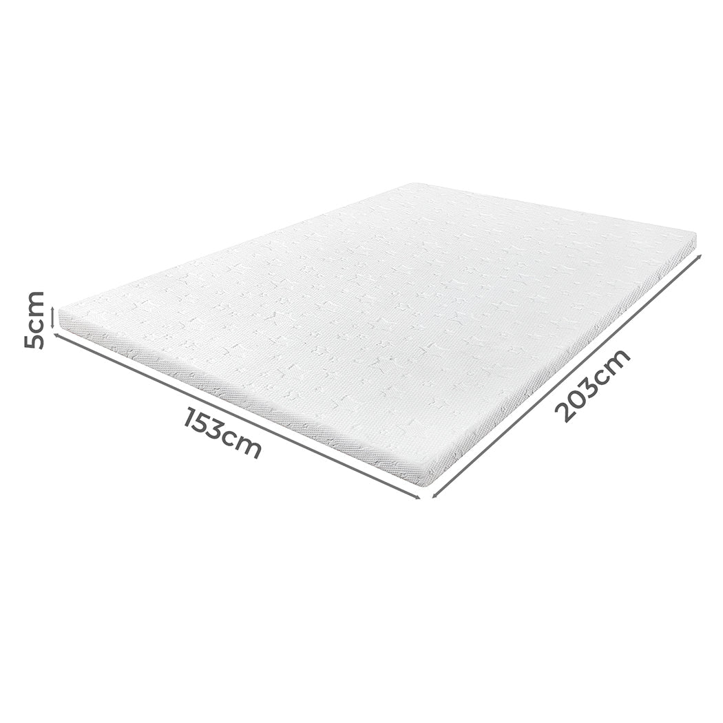 Memory Foam Mattress Topper King Single 5cm Dual - Sided Comfort - White - Rivercity House & Home Co. (ABN 18 642 972 209) - Affordable Modern Furniture Australia