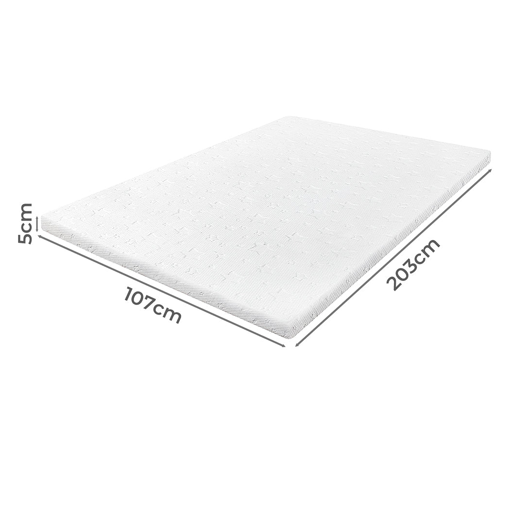 Memory Foam Mattress Topper King Single 5cm Dual - Sided Comfort - White - Rivercity House & Home Co. (ABN 18 642 972 209) - Affordable Modern Furniture Australia