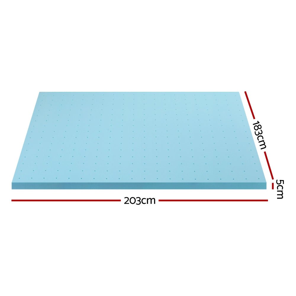 Memory Foam Mattress Topper Ventilated Cool Gel 5cm King - Furniture > Mattresses > Mattress Toppers - Rivercity House & Home Co. (ABN 18 642 972 209) - Affordable Modern Furniture Australia