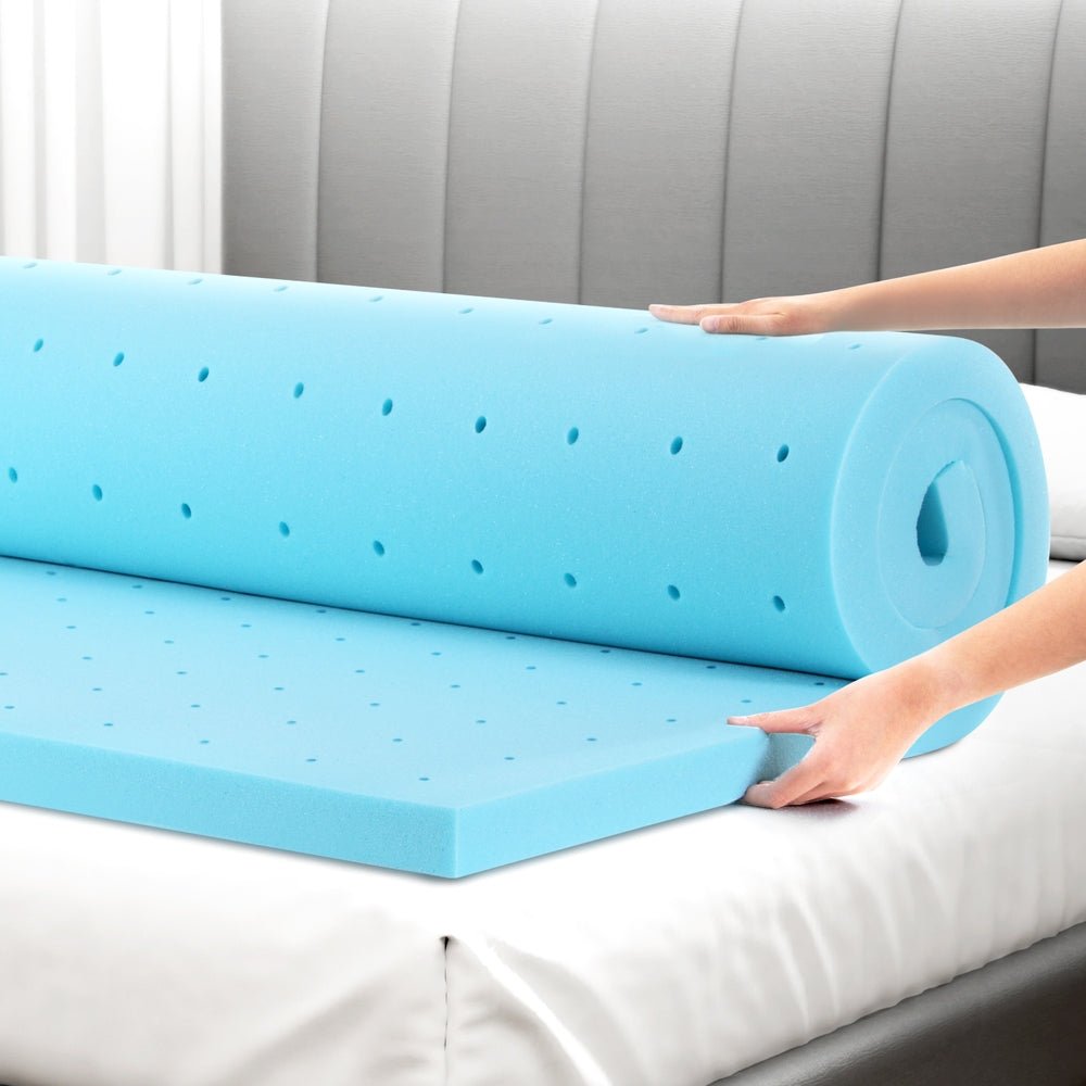Memory Foam Mattress Topper Ventilated Cool Gel 5cm King - Furniture > Mattresses > Mattress Toppers - Rivercity House & Home Co. (ABN 18 642 972 209) - Affordable Modern Furniture Australia