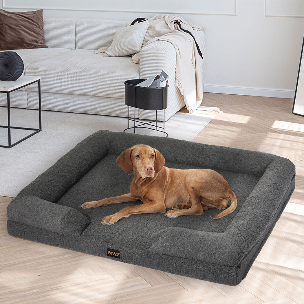 Memory Foam Orthopaedic Pet Sofa Bed with Raised Rim - Grey - Rivercity House & Home Co. (ABN 18 642 972 209) - Affordable Modern Furniture Australia