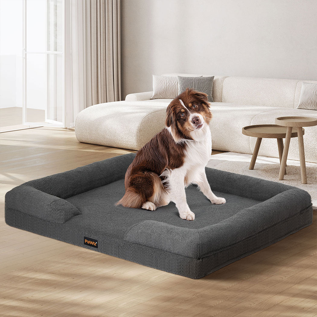 Memory Foam Orthopaedic Pet Sofa Bed with Raised Rim - Grey - Rivercity House & Home Co. (ABN 18 642 972 209) - Affordable Modern Furniture Australia
