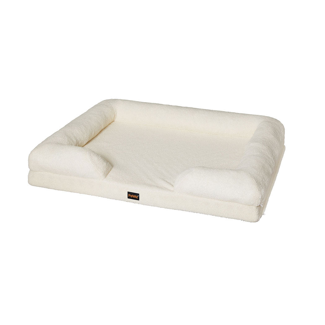 Memory Foam Orthopaedic Pet Sofa Bed with Raised Rim - White - Rivercity House & Home Co. (ABN 18 642 972 209) - Affordable Modern Furniture Australia