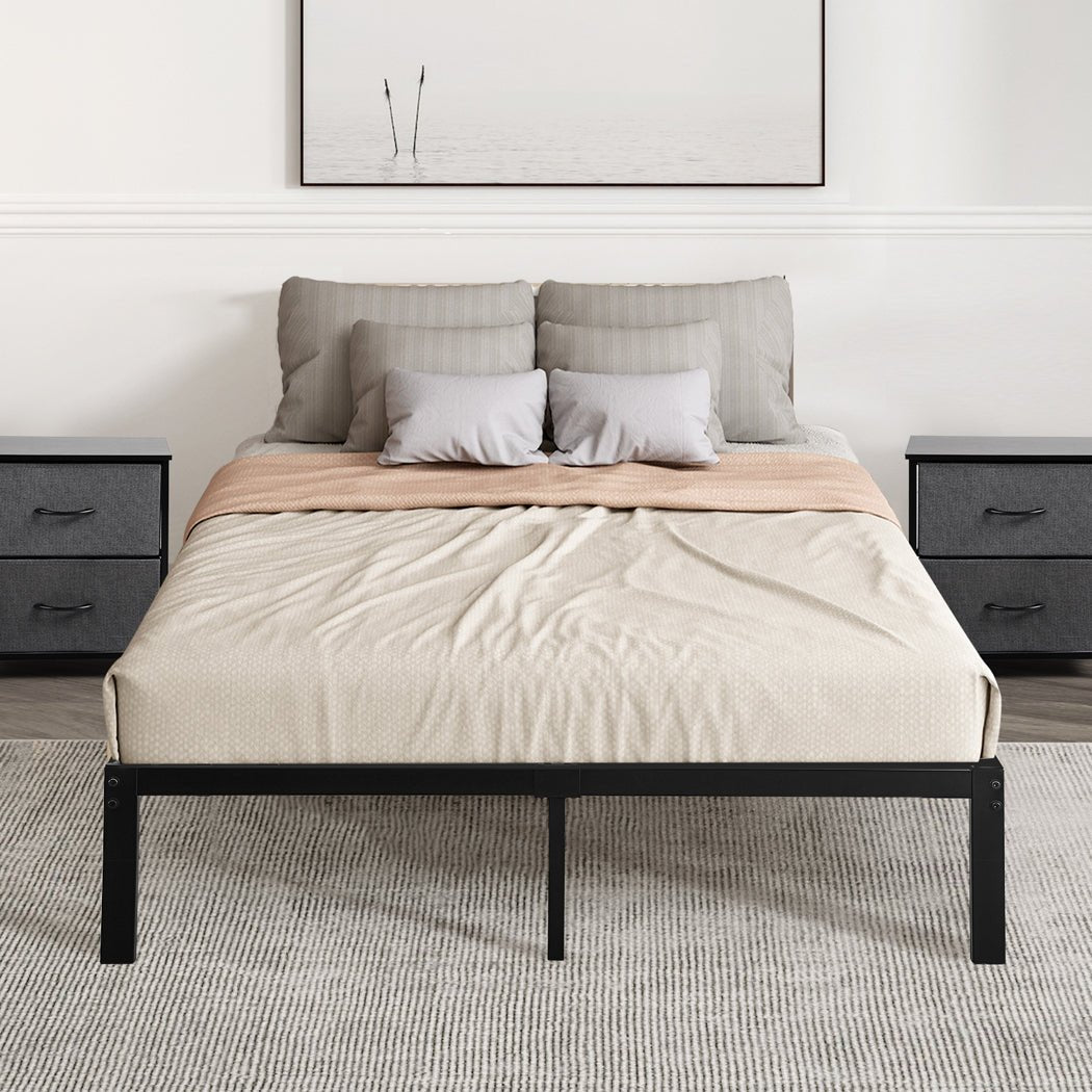 Metal Bed Frame Heavy Duty Storage Space - Rivercity House & Home Co. (ABN 18 642 972 209) - Affordable Modern Furniture Australia