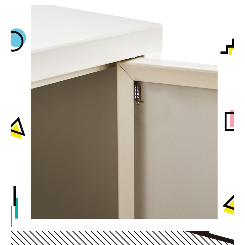 Metal Locker Style Buffet Sideboard Storage Cabinet - White - Furniture > Living Room - Rivercity House & Home Co. (ABN 18 642 972 209) - Affordable Modern Furniture Australia