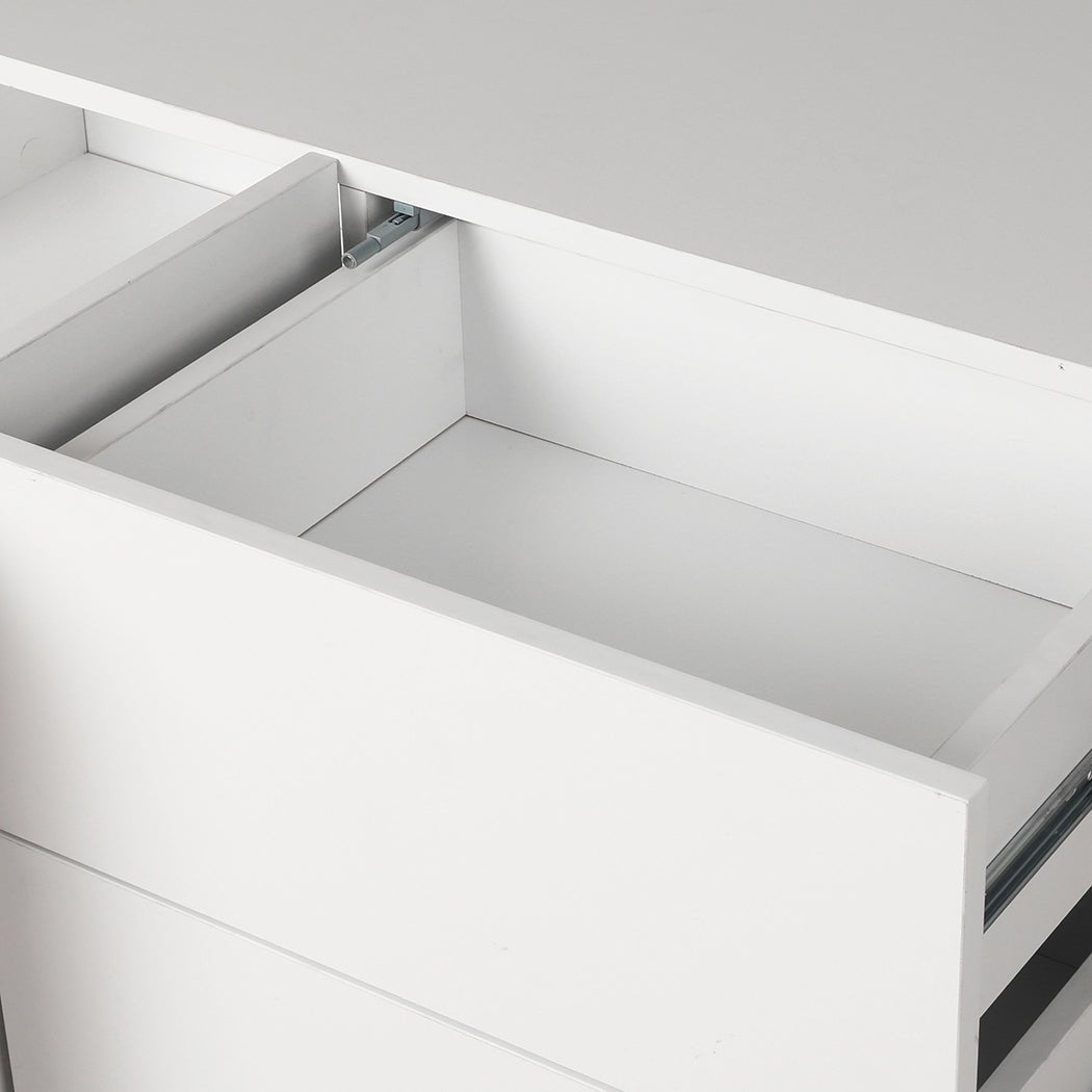 Modern Buffet Sideboard Storage Cabinet with Drawers and Shelves - White - Rivercity House & Home Co. (ABN 18 642 972 209) - Affordable Modern Furniture Australia