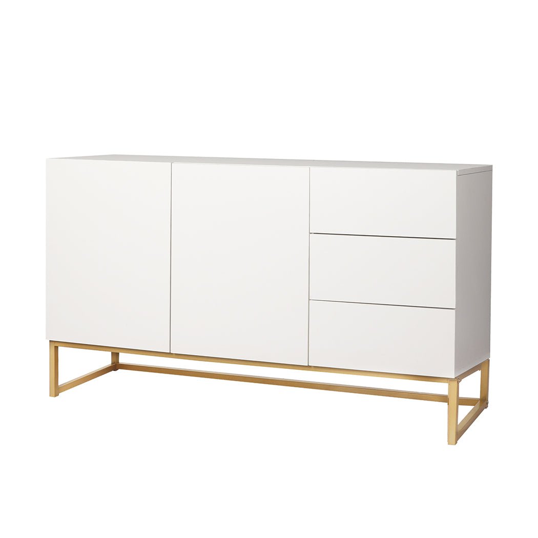 Modern Buffet Sideboard Storage Cabinet with Drawers and Shelves - White - Rivercity House & Home Co. (ABN 18 642 972 209) - Affordable Modern Furniture Australia