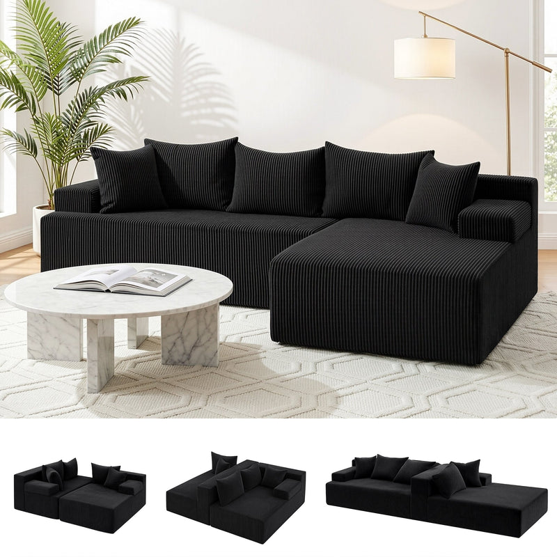 Modular Sectional Sofa Bed Convertible L - Shaped Couch with Deep Seat for Living Room - Furniture > Sofas > Sofas & Sofa Beds - Rivercity House & Home Co. (ABN 18 642 972 209) - Affordable Modern Furniture Australia