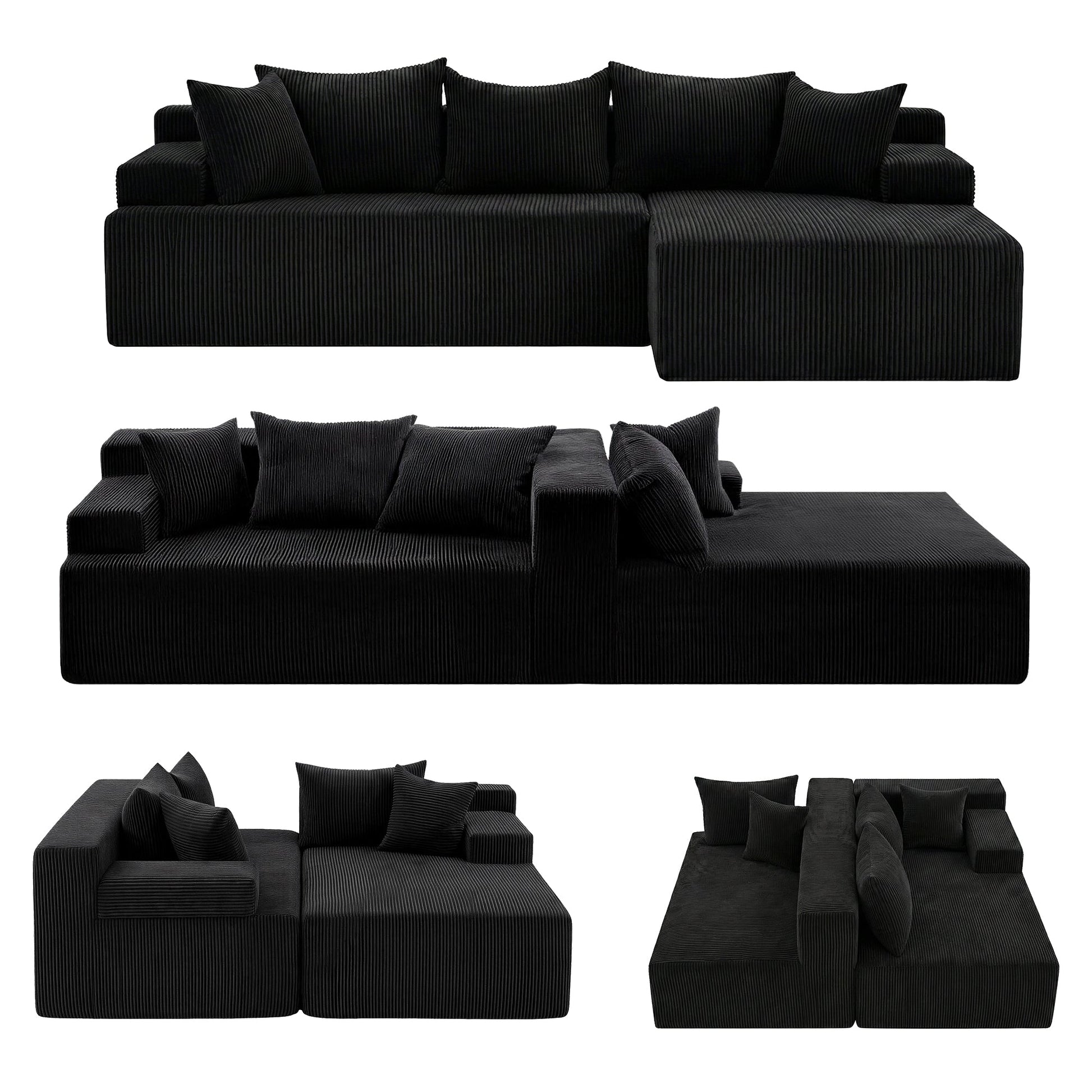 Modular Sectional Sofa Bed Convertible L - Shaped Couch with Deep Seat for Living Room - Furniture > Sofas > Sofas & Sofa Beds - Rivercity House & Home Co. (ABN 18 642 972 209) - Affordable Modern Furniture Australia