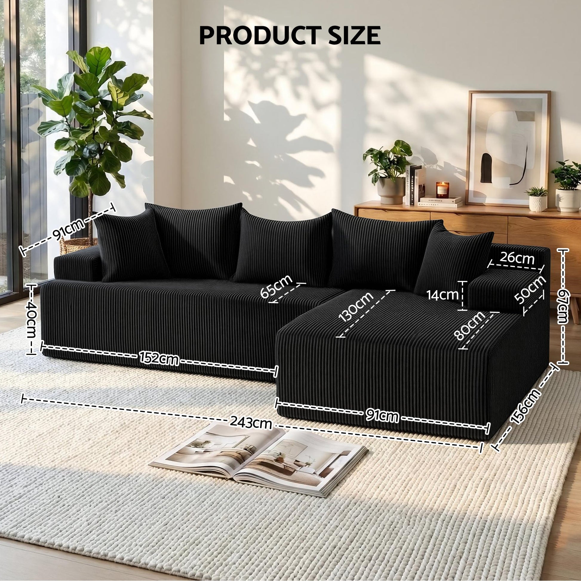 Modular Sectional Sofa Bed Convertible L - Shaped Couch with Deep Seat for Living Room - Furniture > Sofas > Sofas & Sofa Beds - Rivercity House & Home Co. (ABN 18 642 972 209) - Affordable Modern Furniture Australia