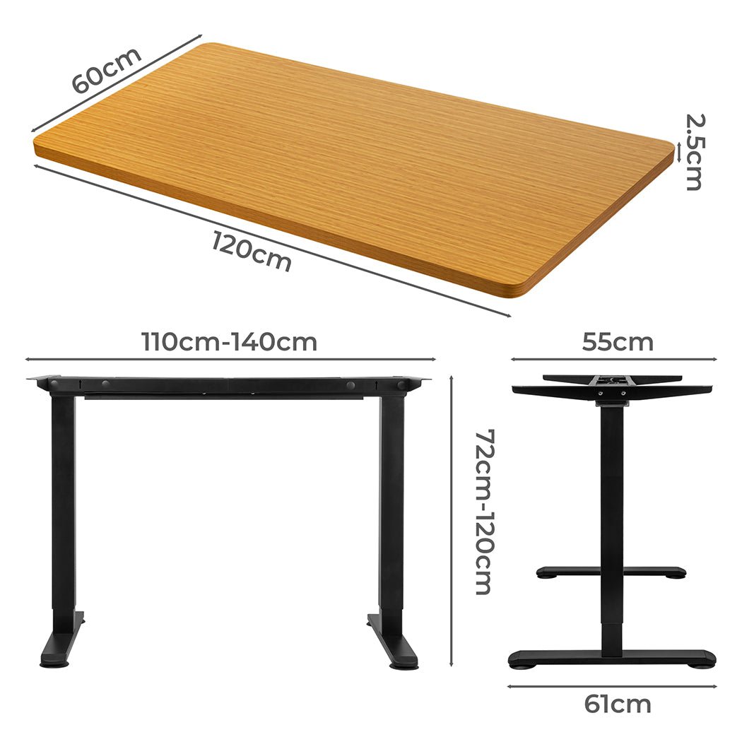 Motorised Adjustable Standing Desk 120cm Natural - Rivercity House & Home Co. (ABN 18 642 972 209) - Affordable Modern Furniture Australia