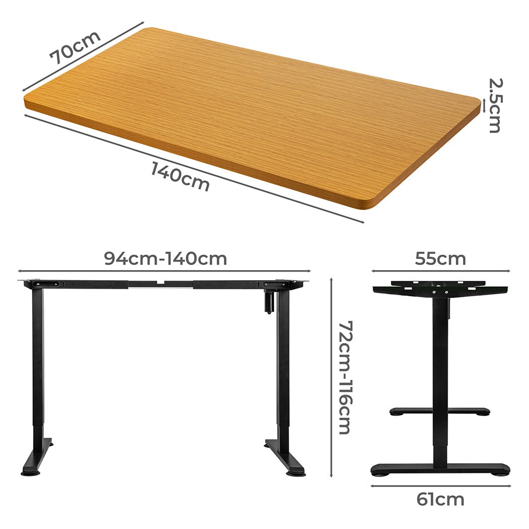 Motorised Adjustable Standing Desk 140cm Natural - Rivercity House & Home Co. (ABN 18 642 972 209) - Affordable Modern Furniture Australia