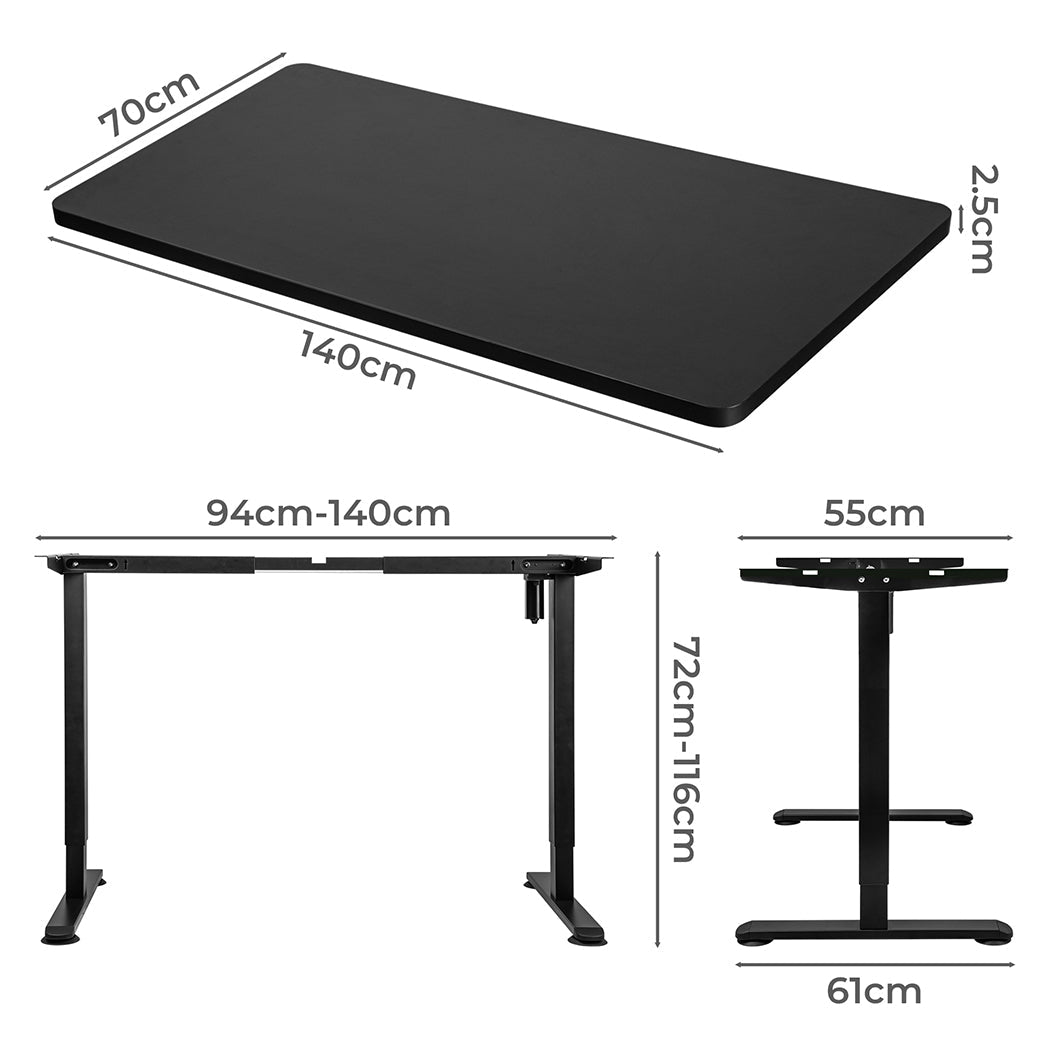 Motorised Adjustable Standing Desk 140cm with Frame and Desktop - Black - Rivercity House & Home Co. (ABN 18 642 972 209) - Affordable Modern Furniture Australia