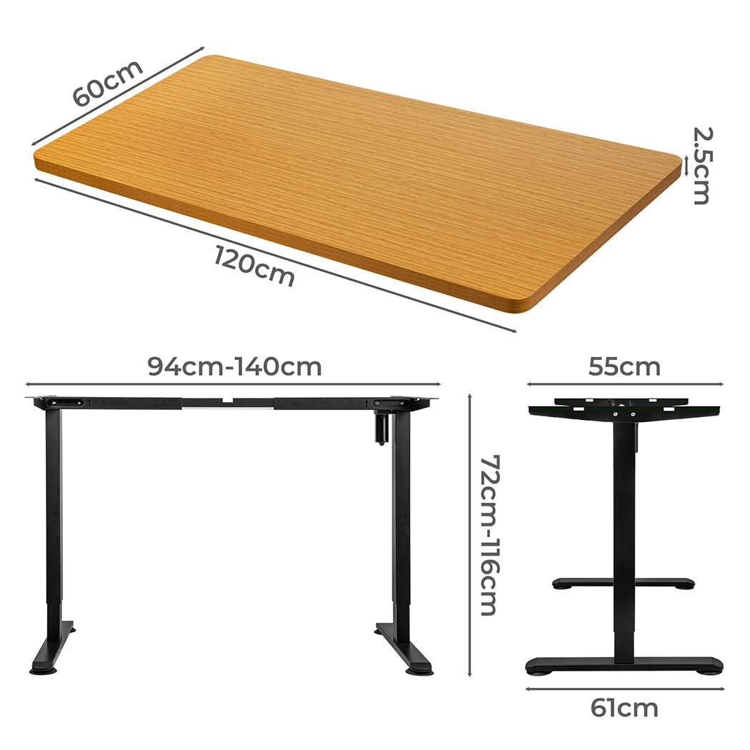 Motorised Standing Desk 120cm Height Adjustable with Natural Top - Natural - Rivercity House & Home Co. (ABN 18 642 972 209) - Affordable Modern Furniture Australia