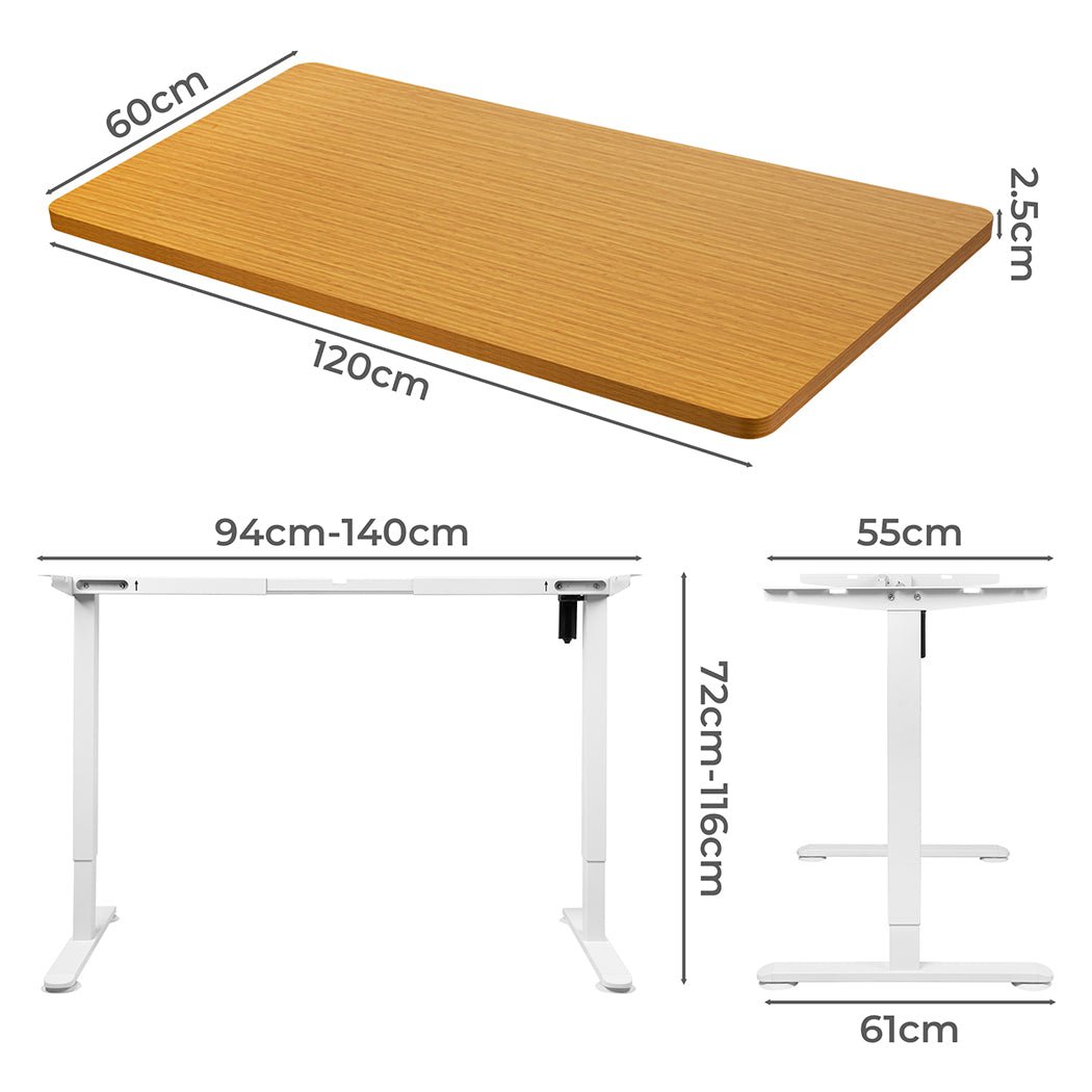 Motorised Standing Desk 120cm Height Adjustable with Natural Top - Natural - Rivercity House & Home Co. (ABN 18 642 972 209) - Affordable Modern Furniture Australia