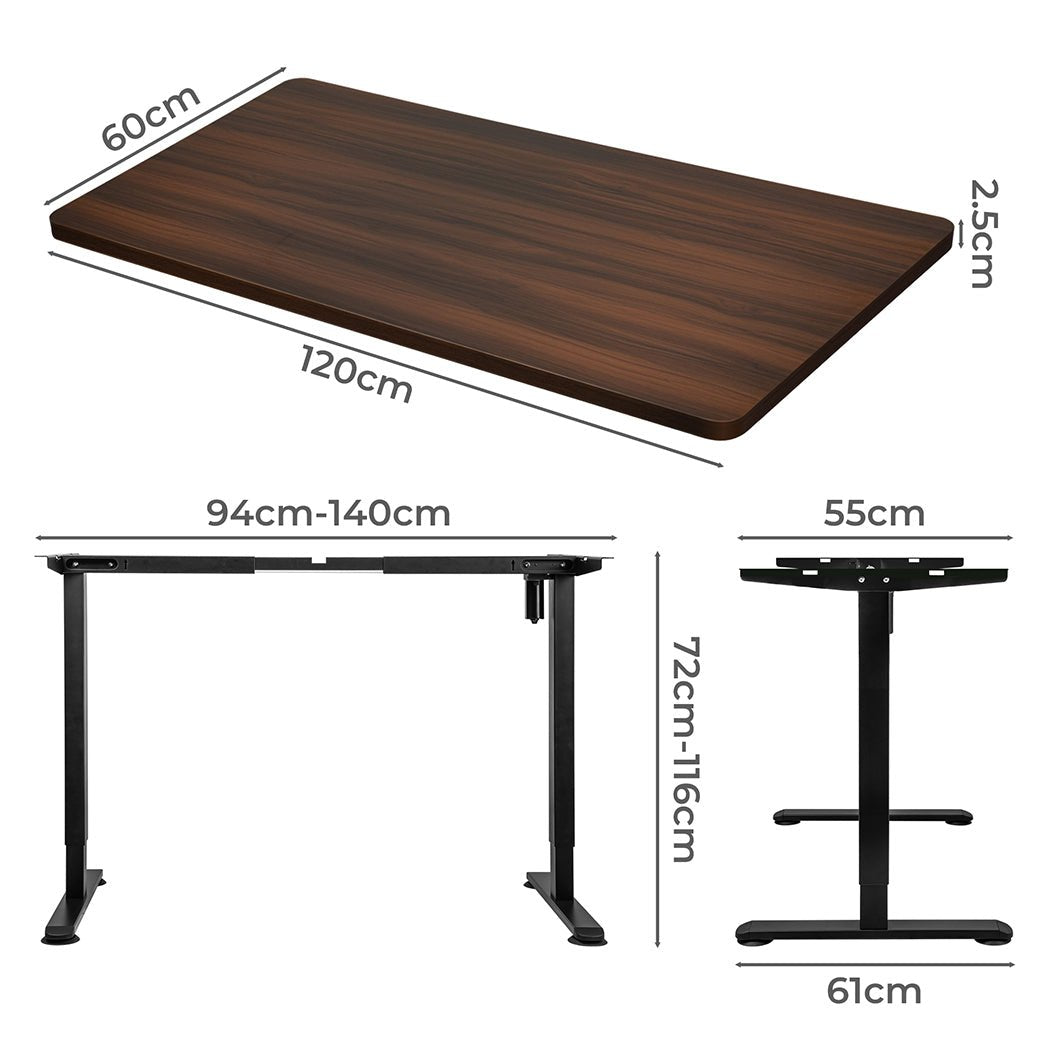 Motorised Standing Desk 120cm Height with Walnut Top - Walnut - Rivercity House & Home Co. (ABN 18 642 972 209) - Affordable Modern Furniture Australia