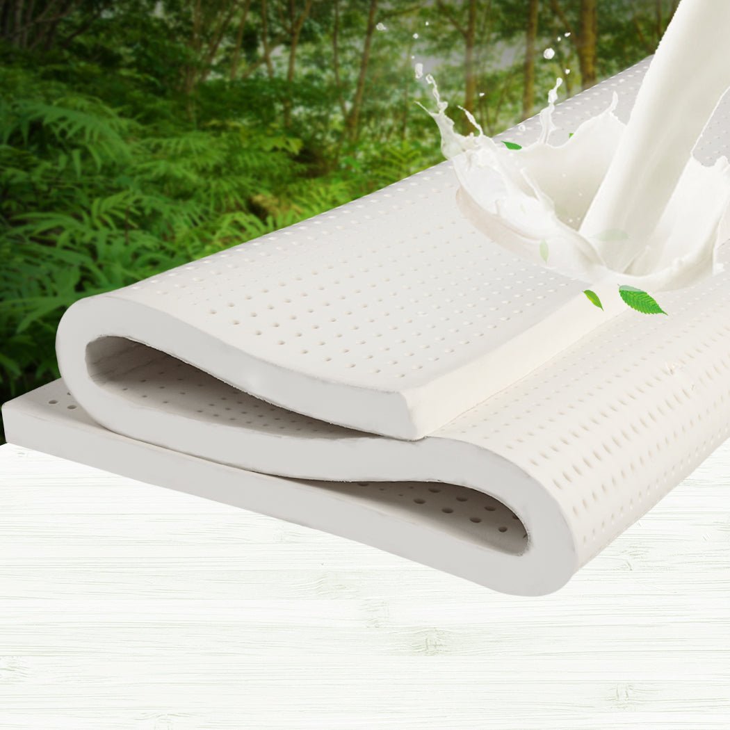 Natural Latex 5cm Queen Mattress Topper with Removable Cover - White - Rivercity House & Home Co. (ABN 18 642 972 209) - Affordable Modern Furniture Australia