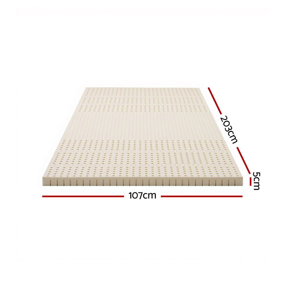 Natural Latex Mattress Topper 5cm King Single - White - Furniture > Mattresses > Mattress Toppers - Rivercity House & Home Co. (ABN 18 642 972 209) - Affordable Modern Furniture Australia