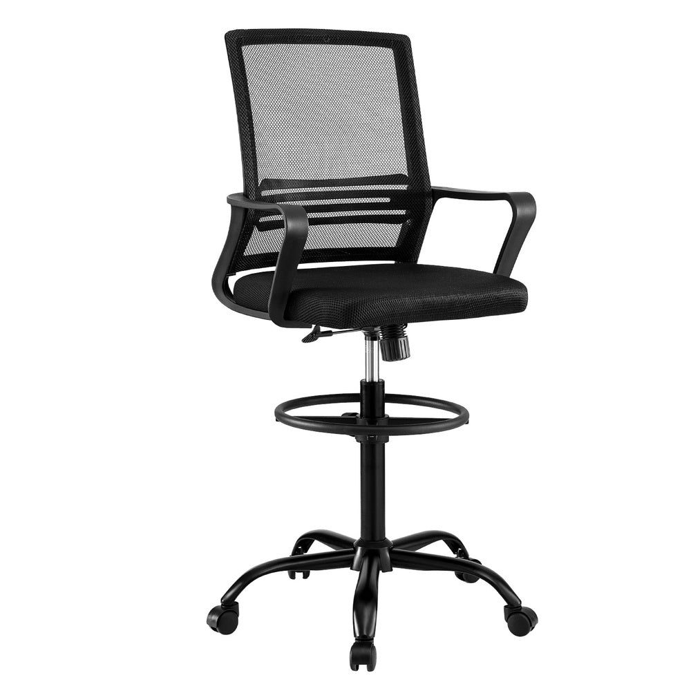 Office Chair Drafting Chairs Stool Computer Desk Studios Mesh Black - Furniture > Office > Office & Desk Chairs - Rivercity House & Home Co. (ABN 18 642 972 209) - Affordable Modern Furniture Australia