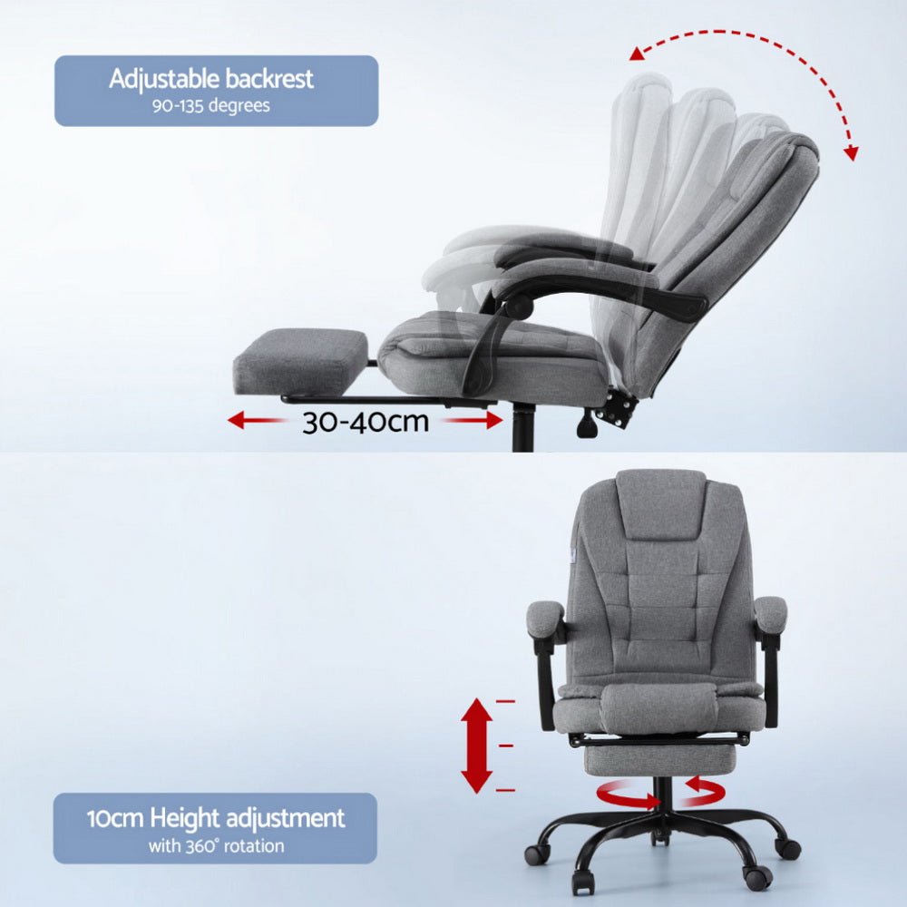 Office Chair Executive Fabric Seat Racing Computer Desk Chairs Footrest - Furniture > Office > Office & Desk Chairs - Rivercity House & Home Co. (ABN 18 642 972 209) - Affordable Modern Furniture Australia