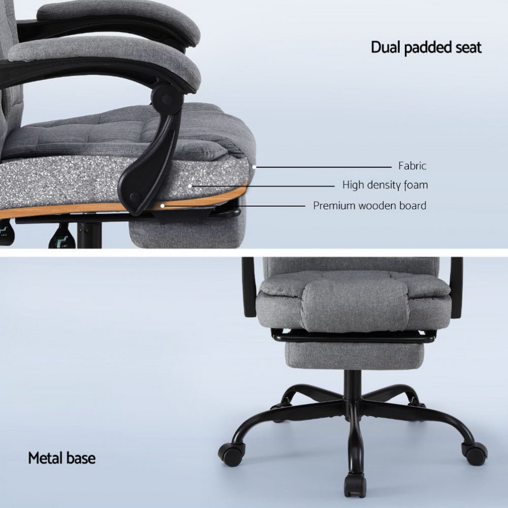Office Chair Executive Fabric Seat Racing Computer Desk Chairs Footrest - Furniture > Office > Office & Desk Chairs - Rivercity House & Home Co. (ABN 18 642 972 209) - Affordable Modern Furniture Australia